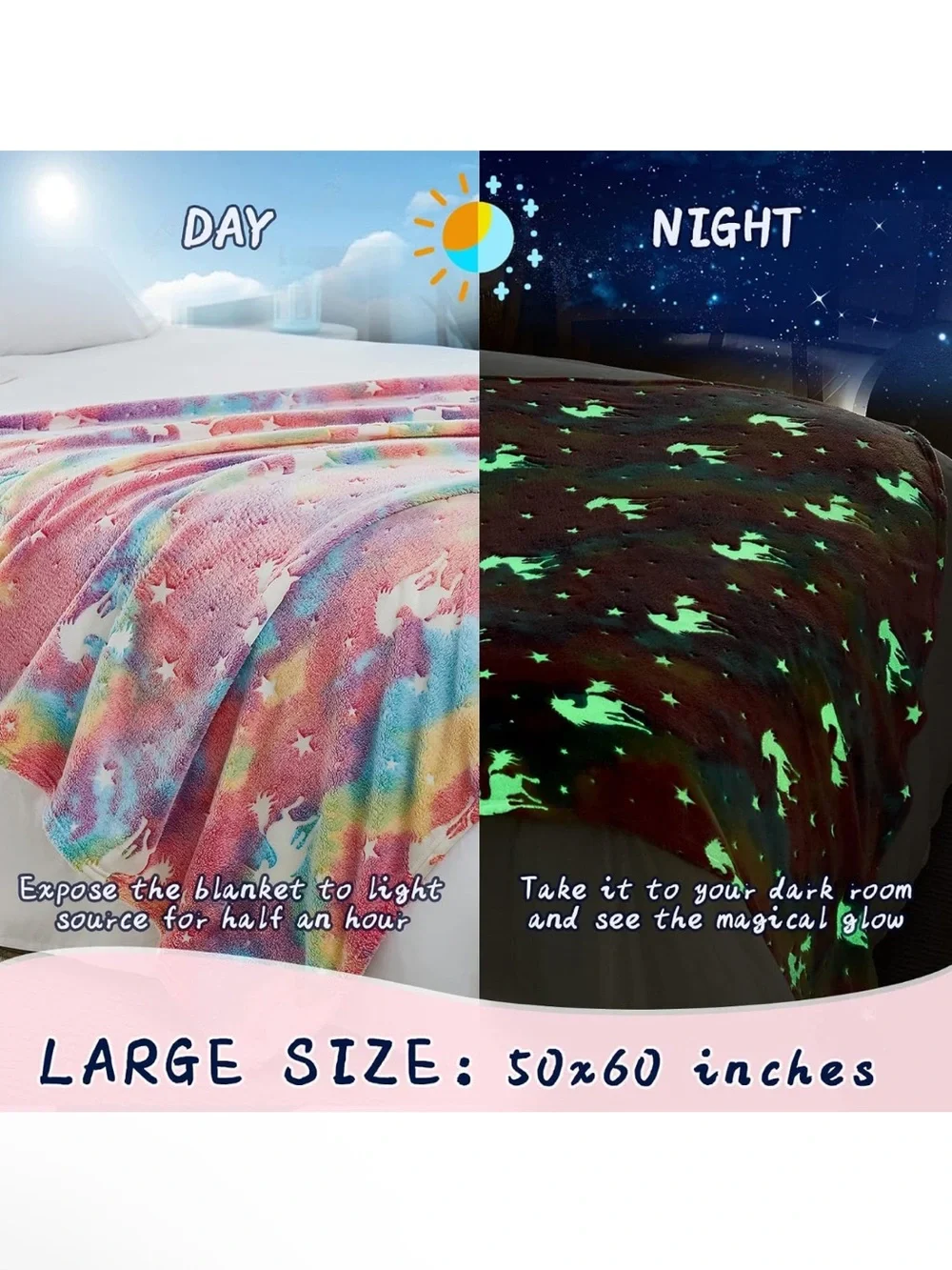 Glow in the Dark Unicorn Blanket 50